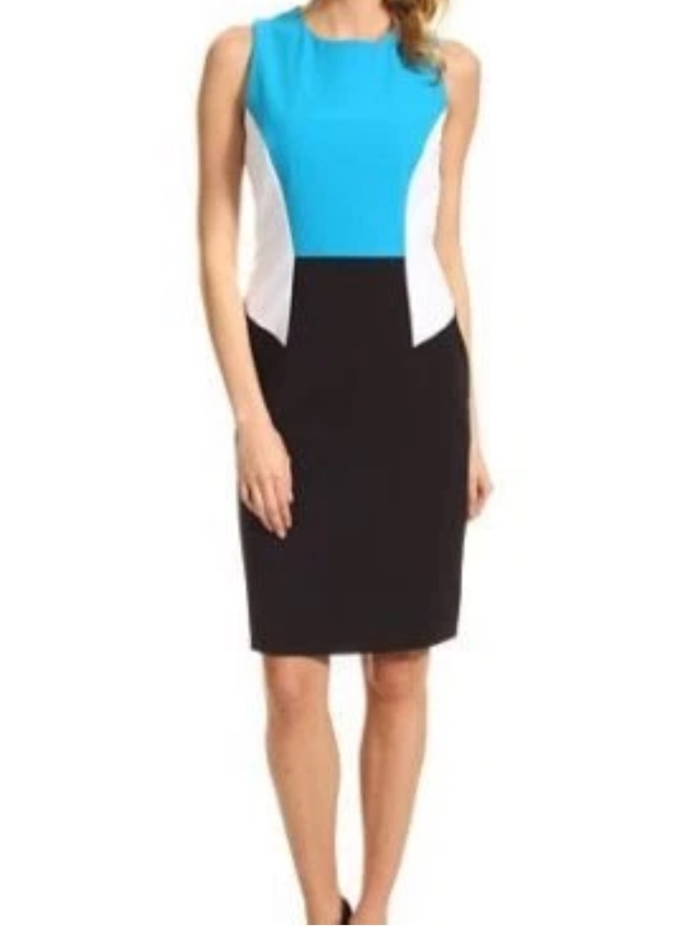 Calvin Klein colorblock sheath sleeveless midi dress